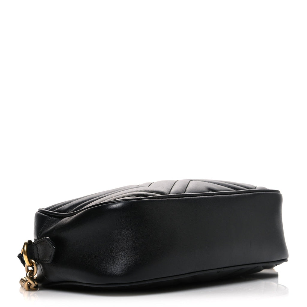 Calfskin Matelasse Small GG Marmont Chain Shoulder Bag Black