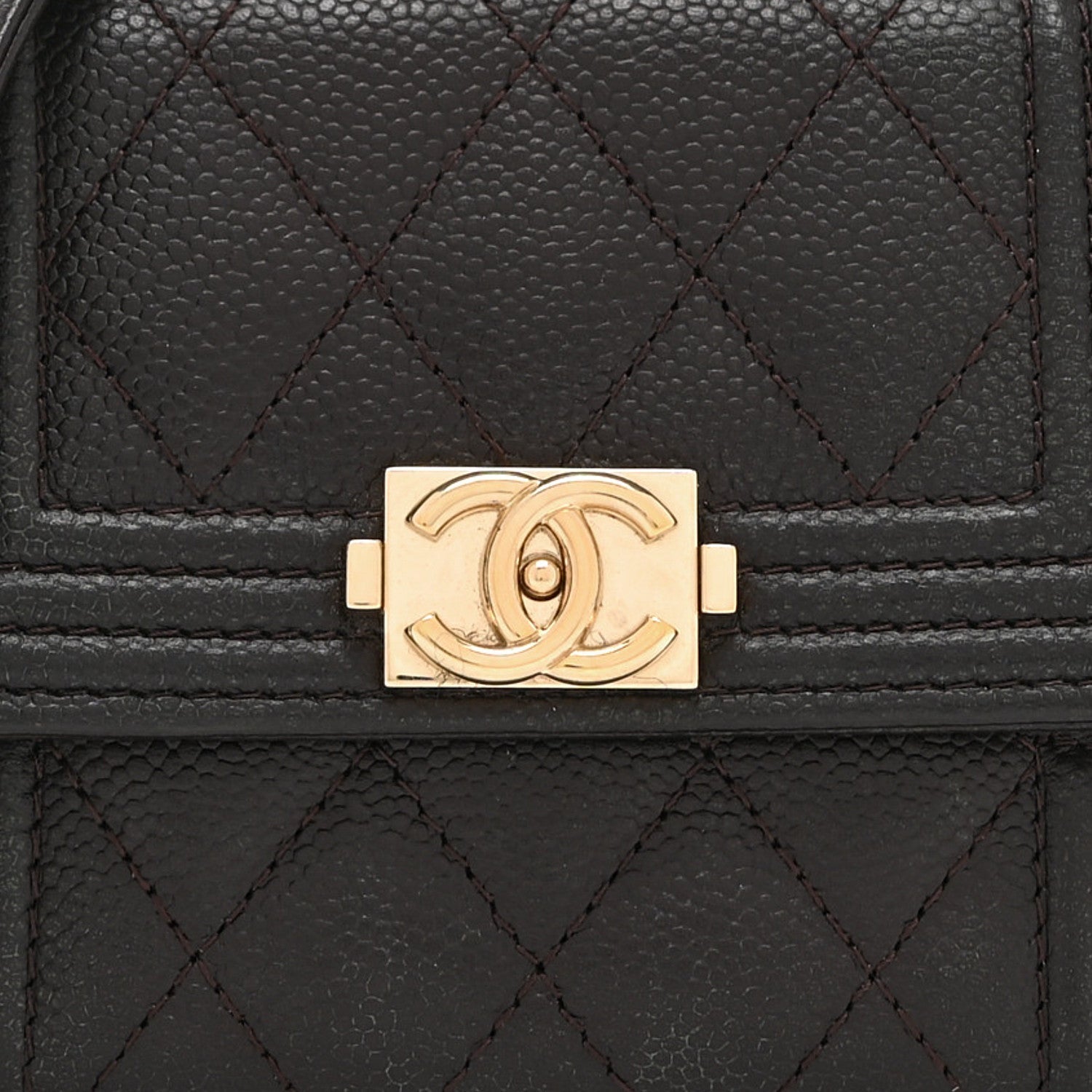 Caviar Quilted Boy Card Holder On Chain Black