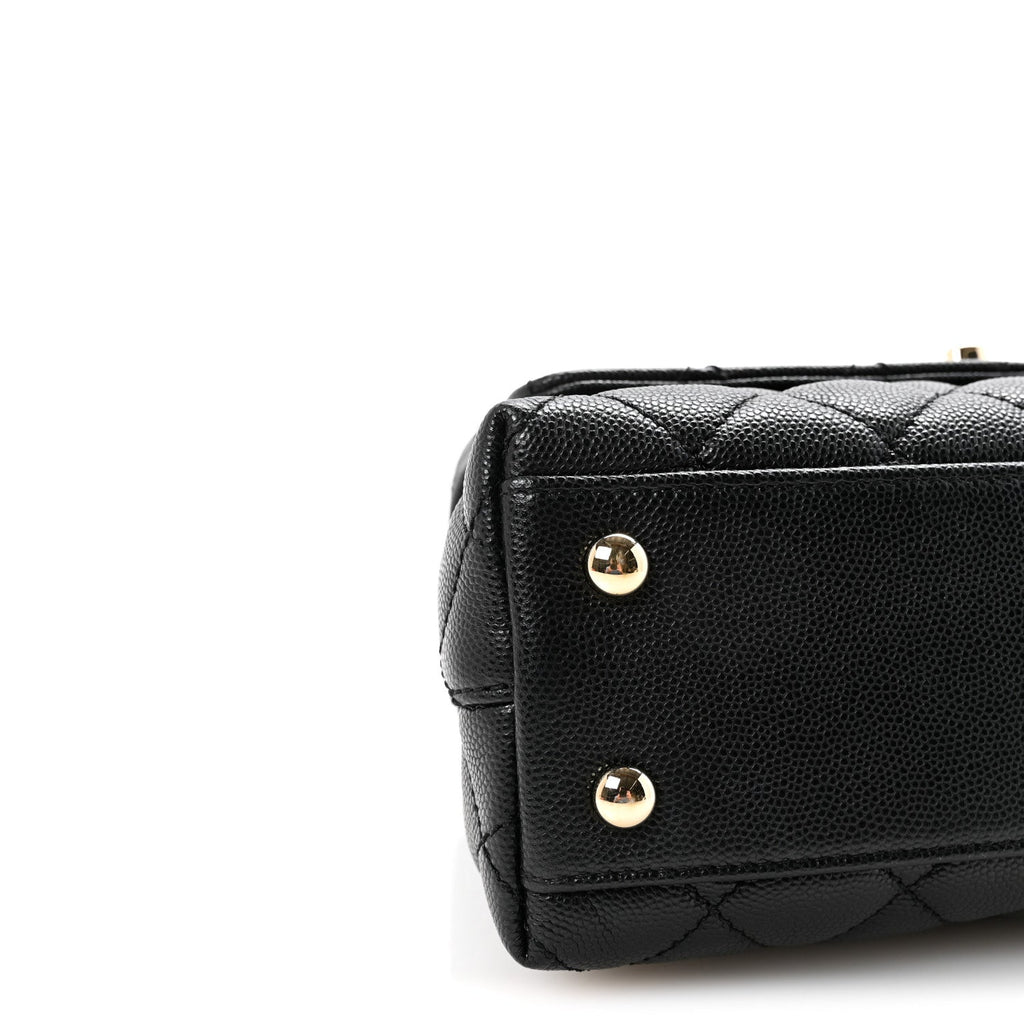 Caviar Quilted Mini Coco Handle Flap Black