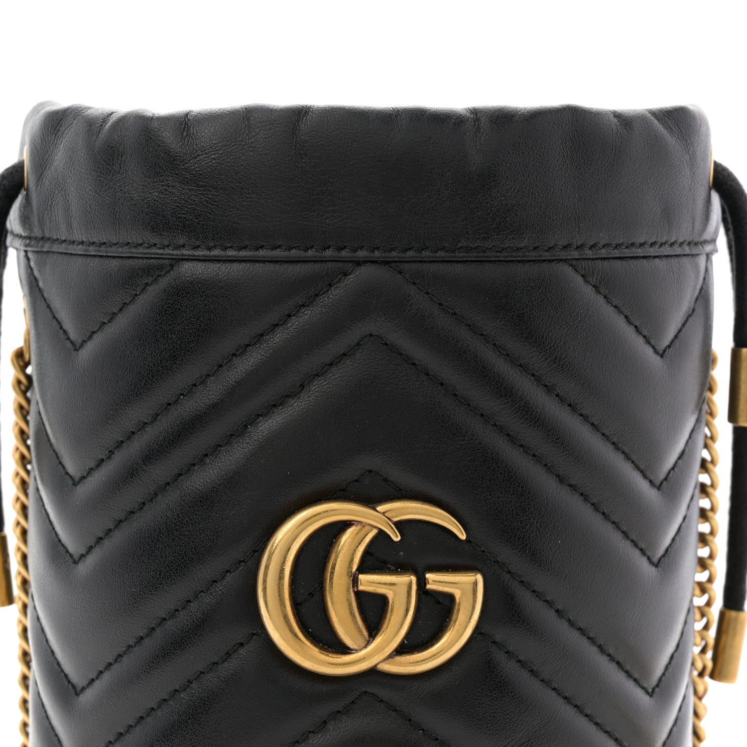 Calfskin Matelasse Mini GG Marmont 2.0 Bucket Bag Black