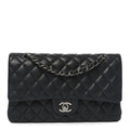 Iridescent Caviar Quilted Medium Double Flap Black