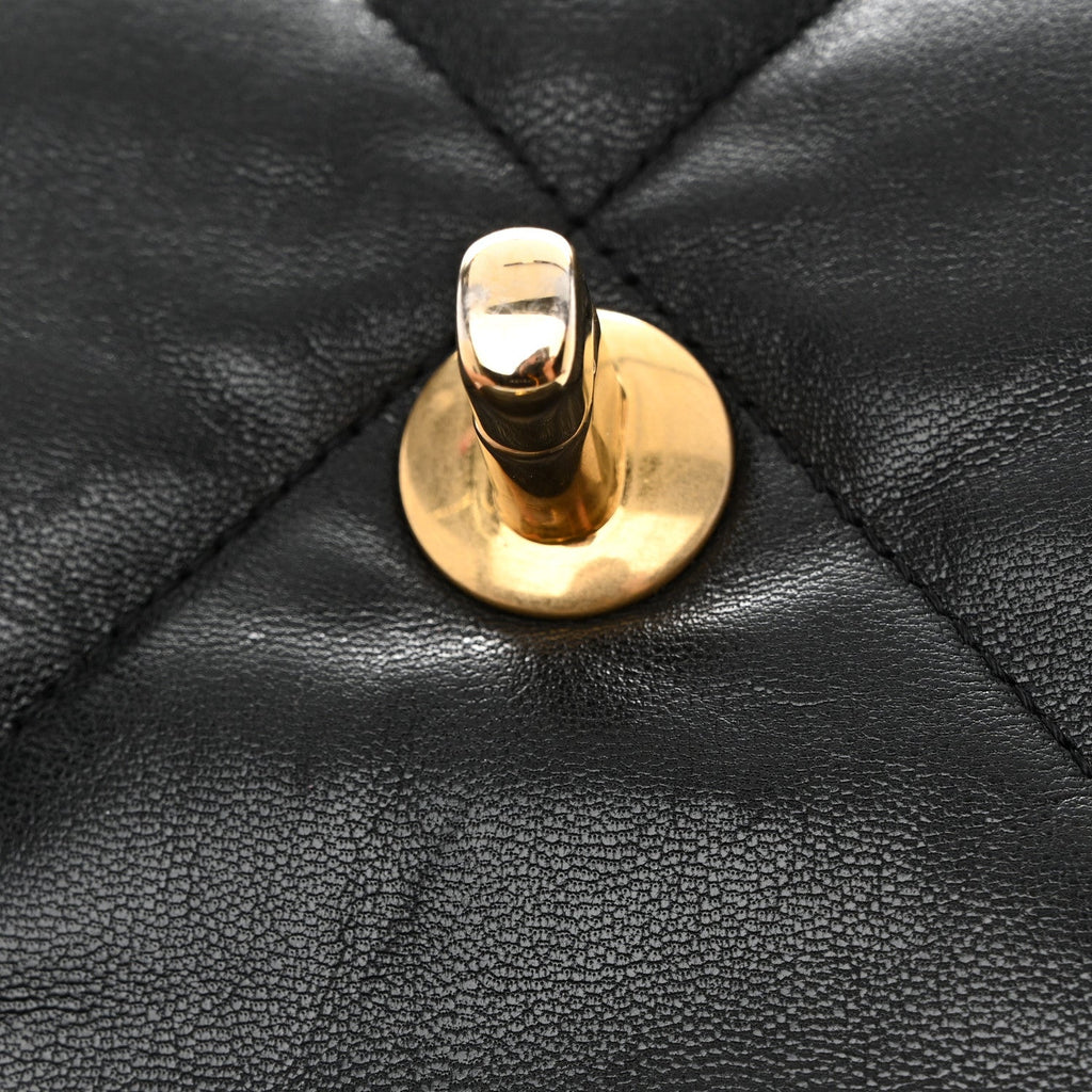 Shiny Goatskin Quilted Large Chanel 19 Flap Black