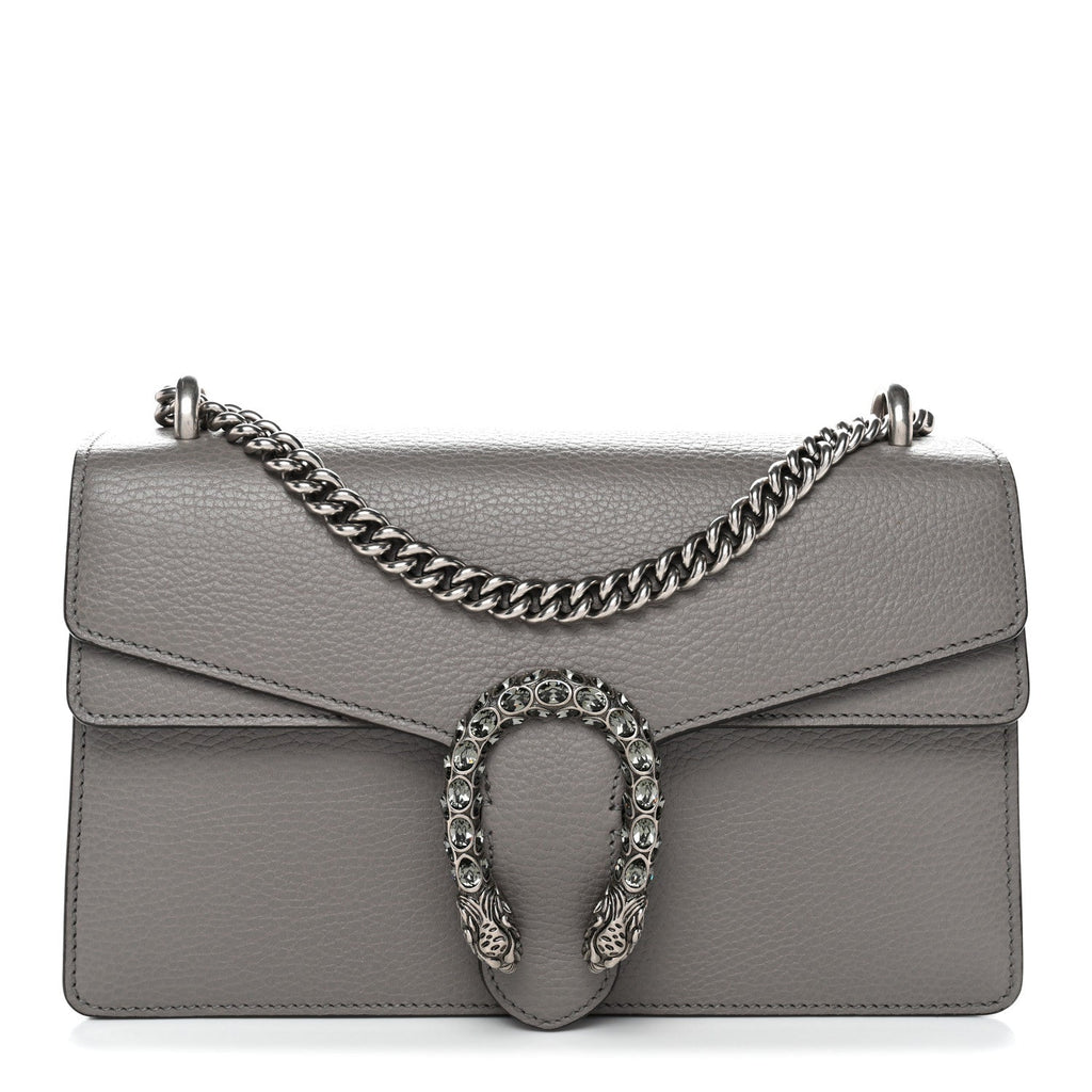 Pebbled Calfskin Small Dionysus Shoulder Bag Dusty Grey