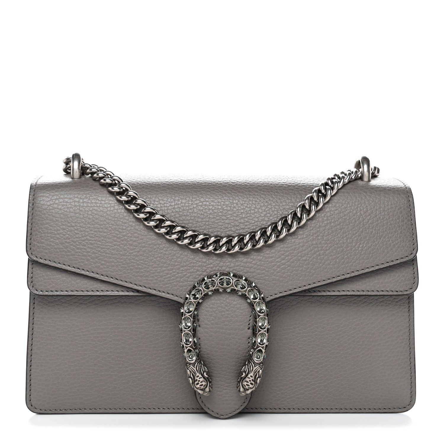 Pebbled Calfskin Small Dionysus Shoulder Bag Dusty Grey