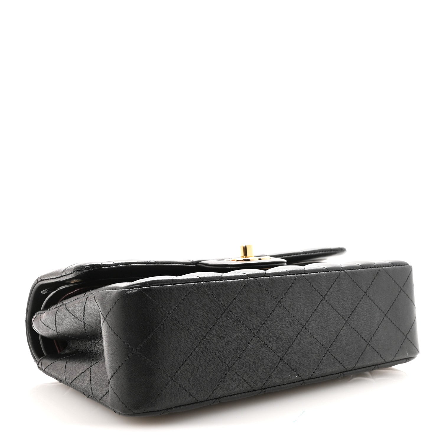 Lambskin Quilted Small Double Flap Black