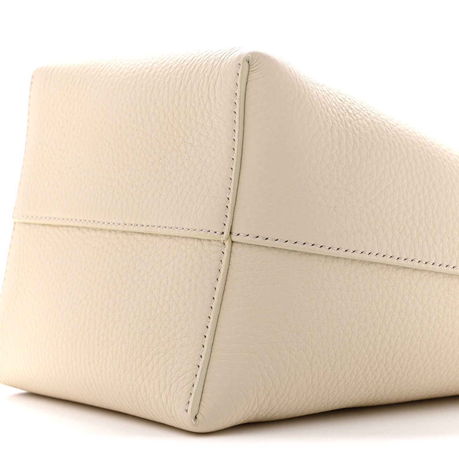Grained Calfskin Small N/S Hook Tote Ivory