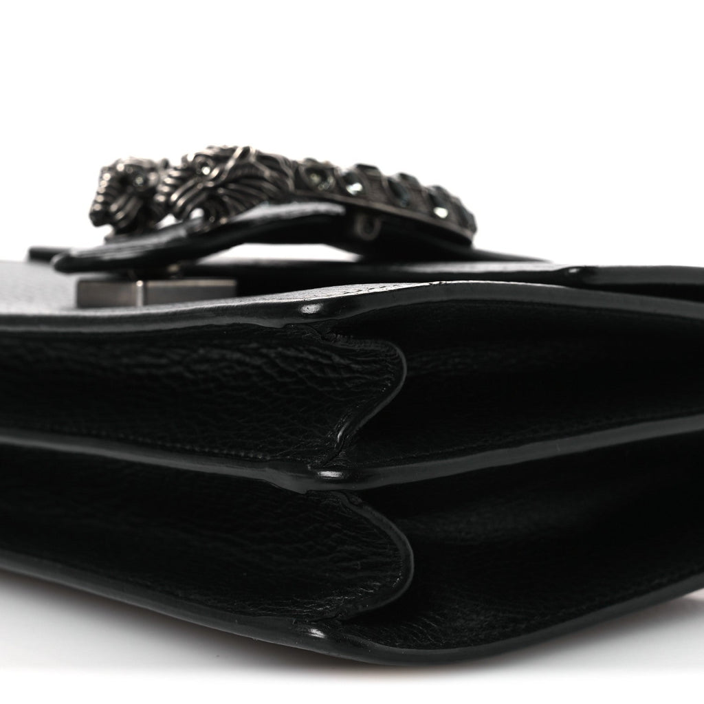 Dollar Calfskin Crystal Web Mini Dionysus Bamboo Top Handle Bag Black Black Diamond
