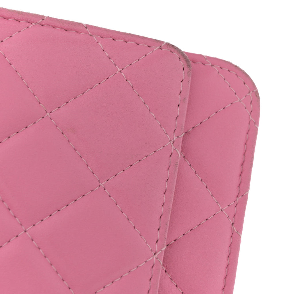 Lambskin Quilted CC Pearl Crush Wallet on Chain WOC Pink