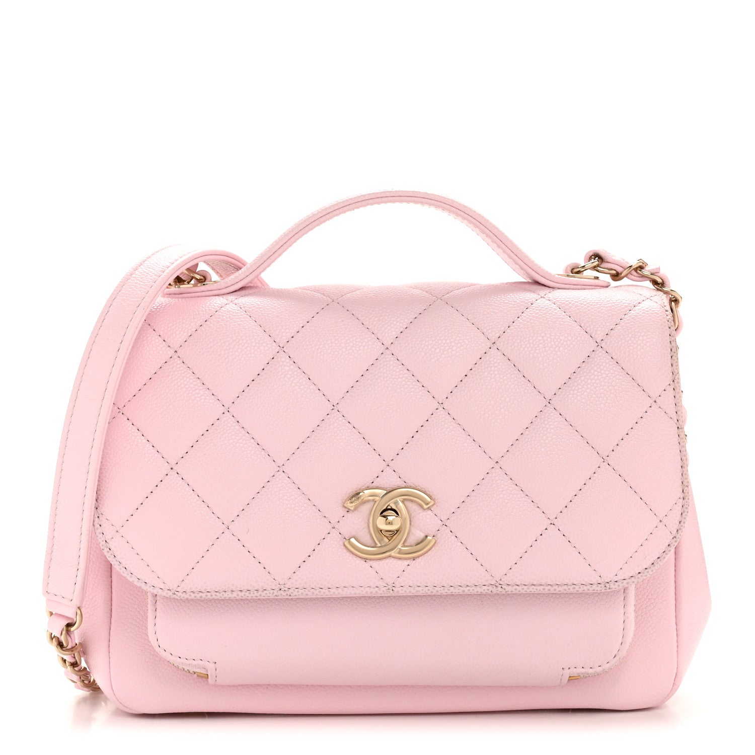 Caviar Quilted Medium Business Affinity Flap Light Pink