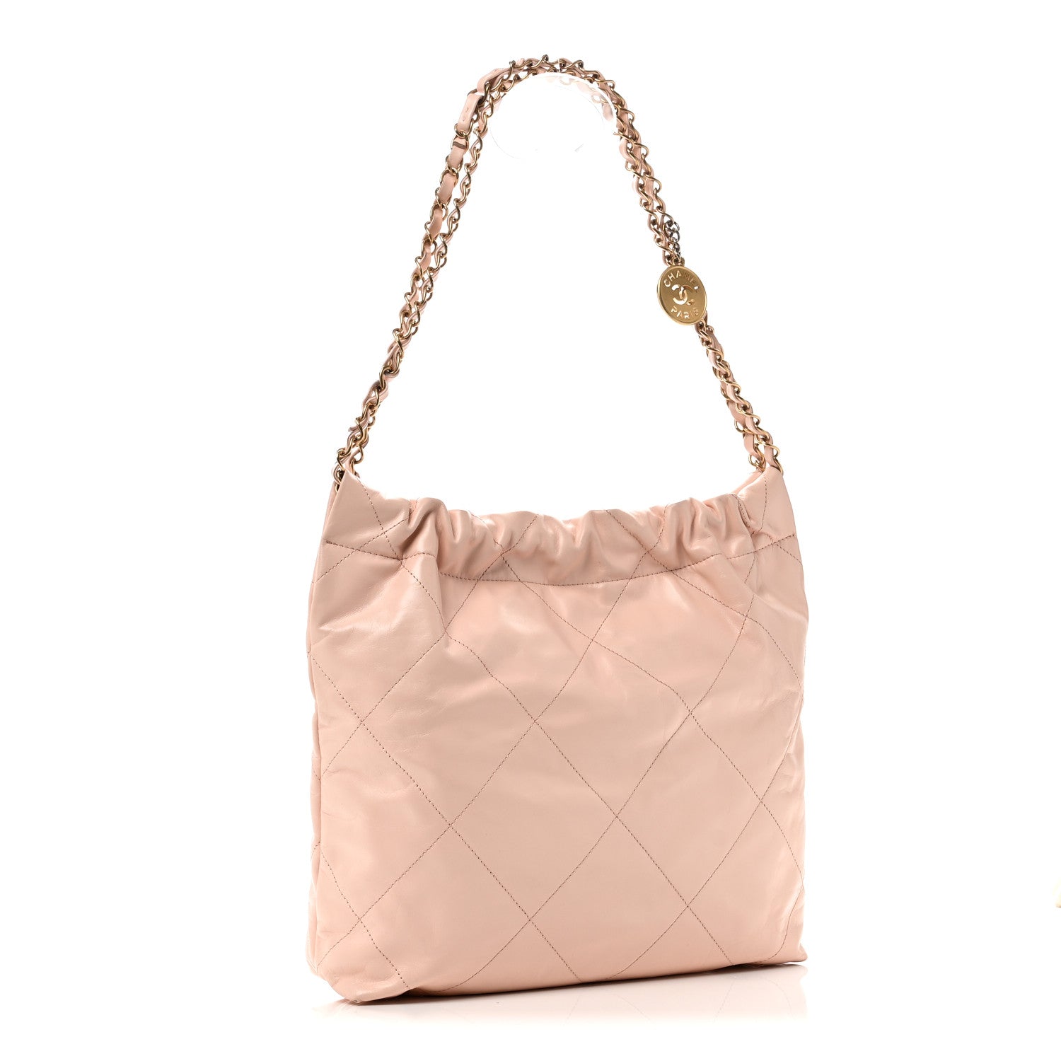 Shiny Calfskin Quilted Small Chanel 22 Light Pink