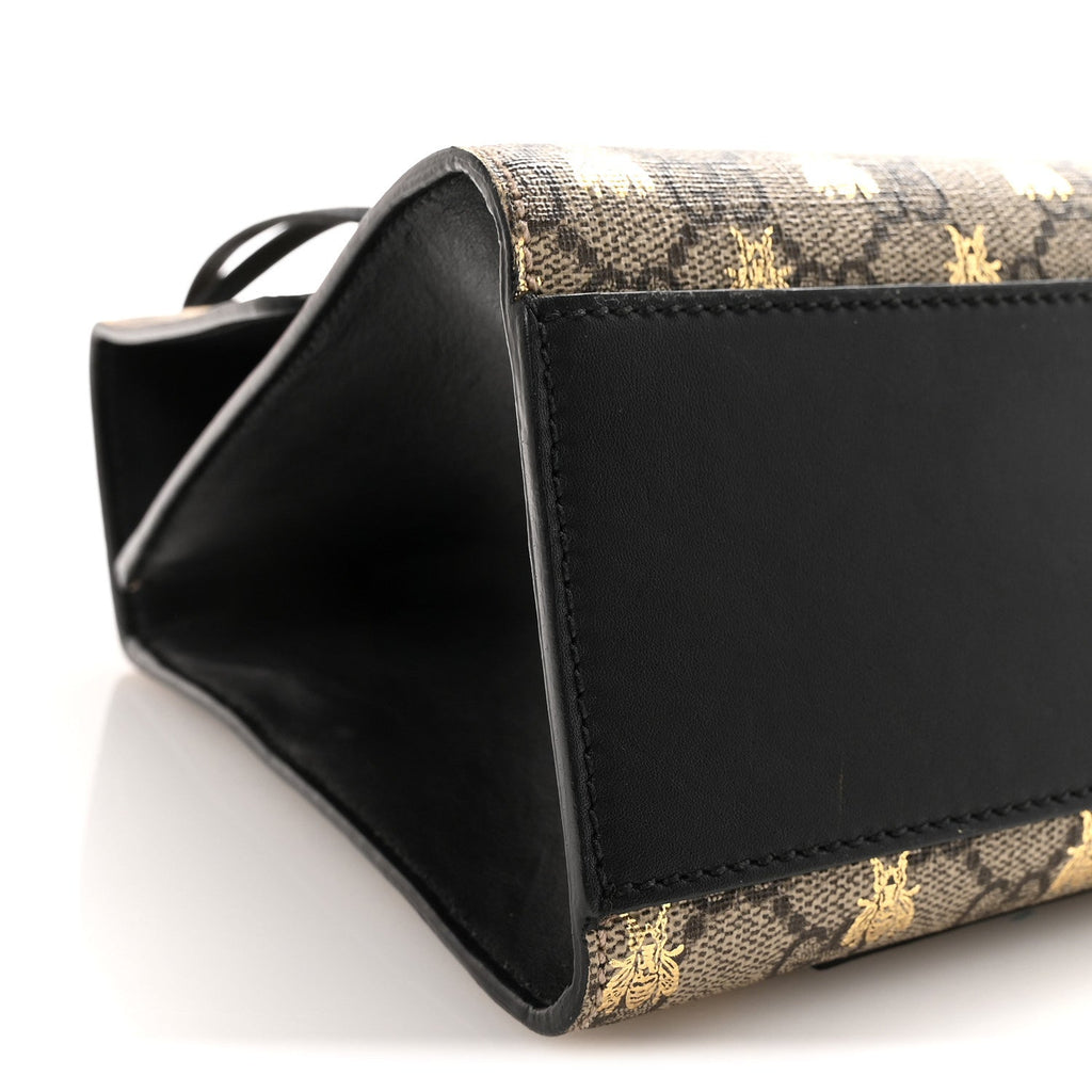 GG Supreme Monogram Bees Medium Padlock Shoulder Bag Beige Oro Black