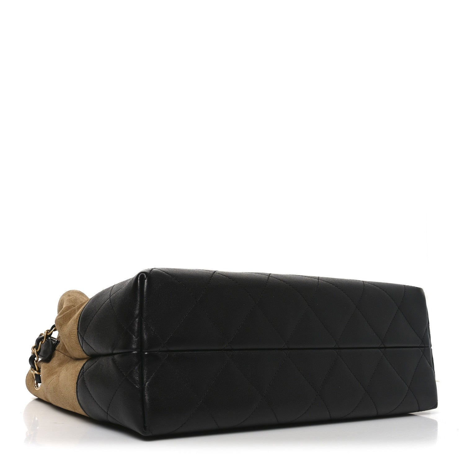 Suede Calfskin Shiny Lambskin Quilted Small Coco Base Shopping Bag Beige Black