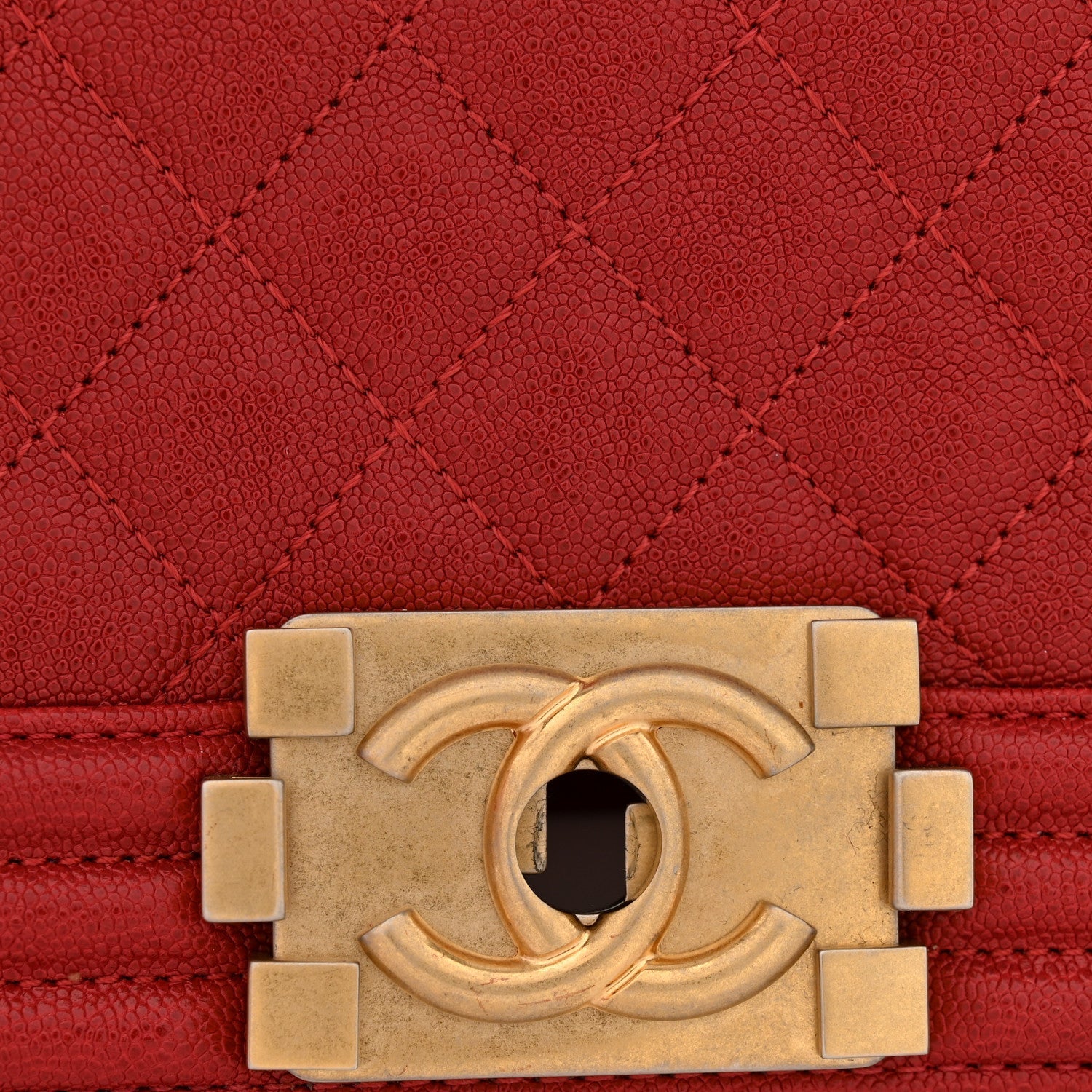 Lambskin Quilted Medium Boy Flap Red