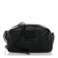 Calfskin Matelasse Monochrome Small GG Marmont Chain Shoulder Bag Black