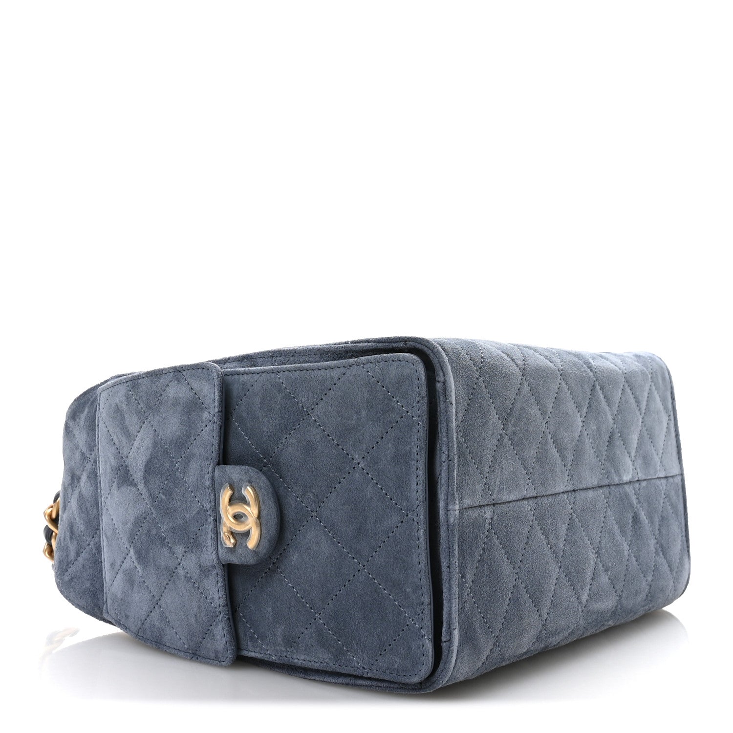 Suede Quilted Small Chanel 25 Handbag Blue