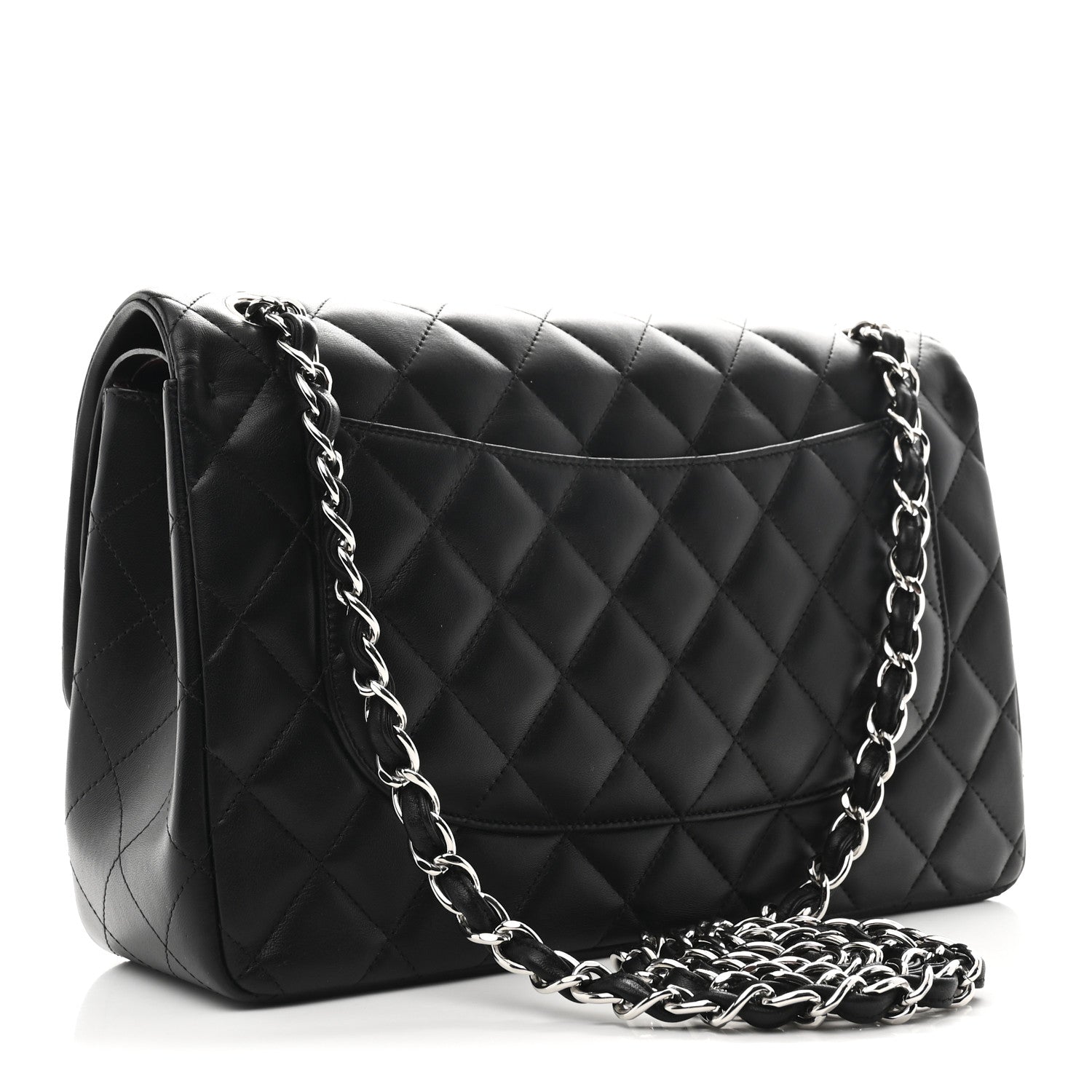Lambskin Quilted Jumbo Double Flap Black