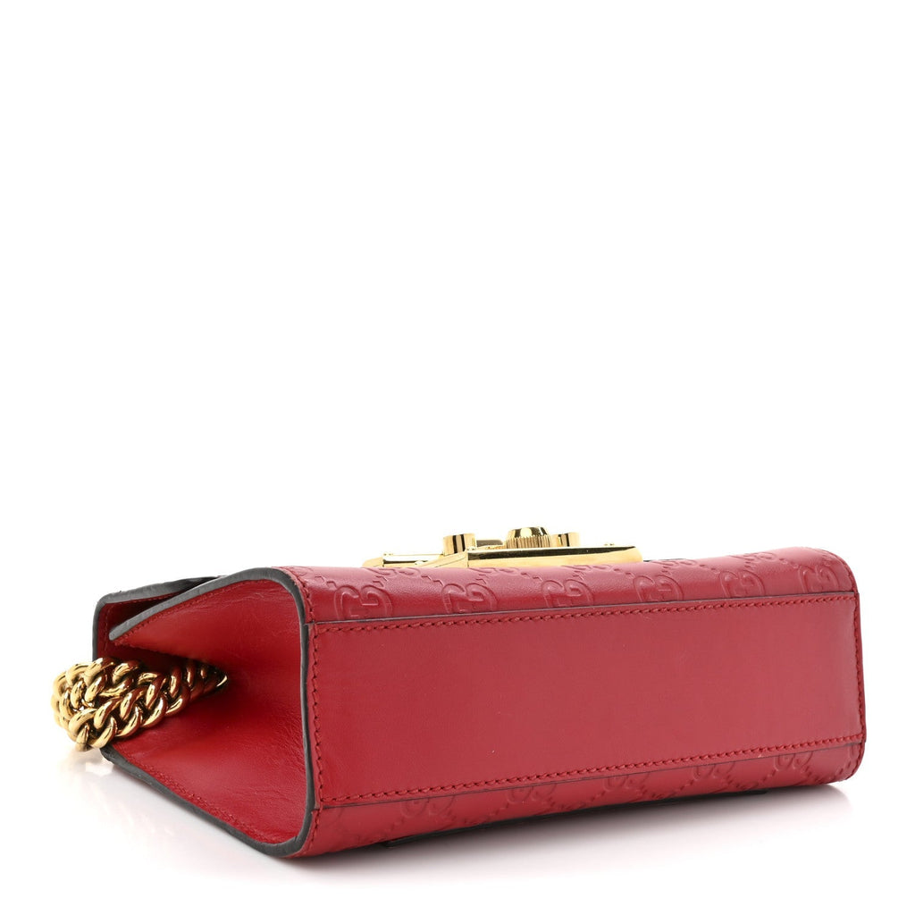 Guccissima Small Padlock Shoulder Bag Hibiscus Red