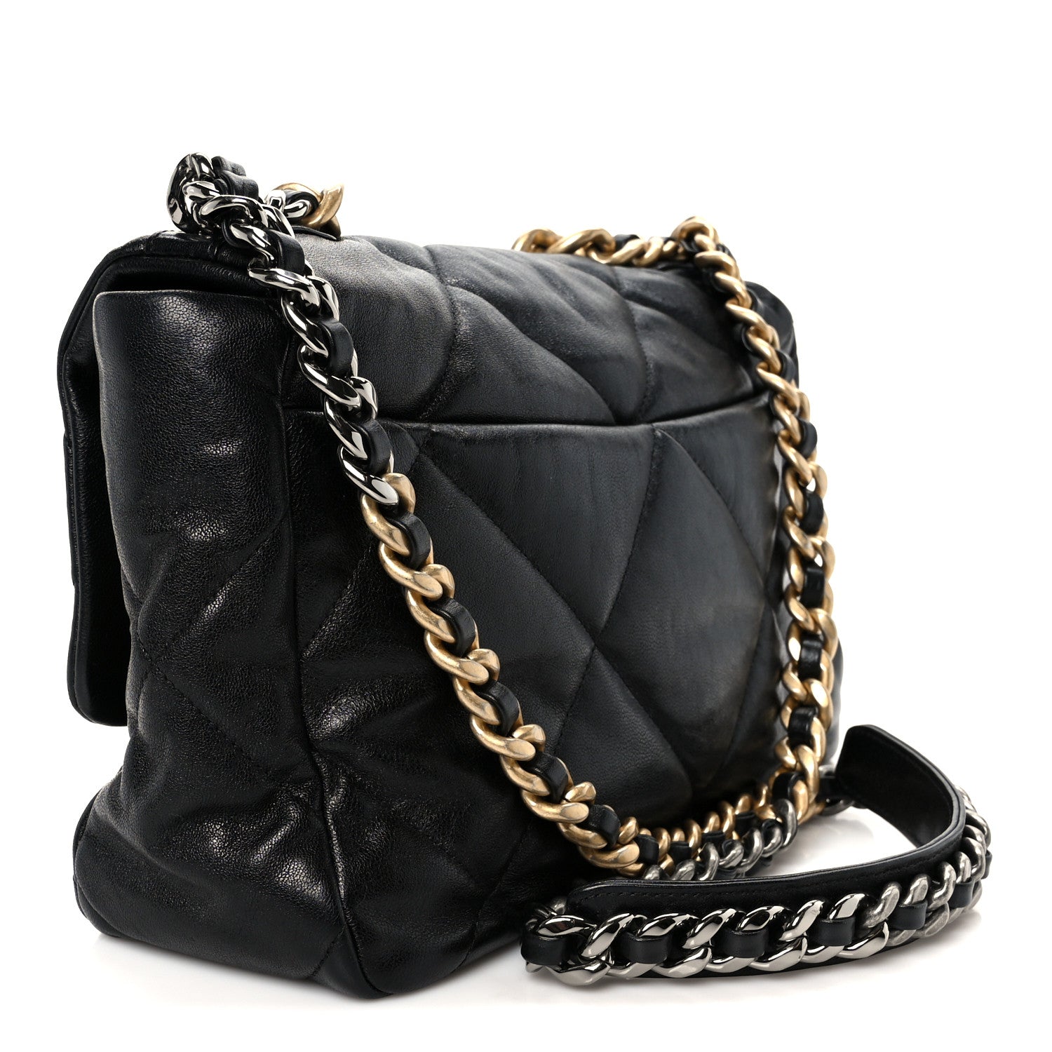 Goatskin Quilted Large Chanel 19 Flap Black