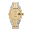 Stainless Steel 18K Yellow Gold Diamond 36mm Oyster Perpetual Datejust Watch Champagne 16233