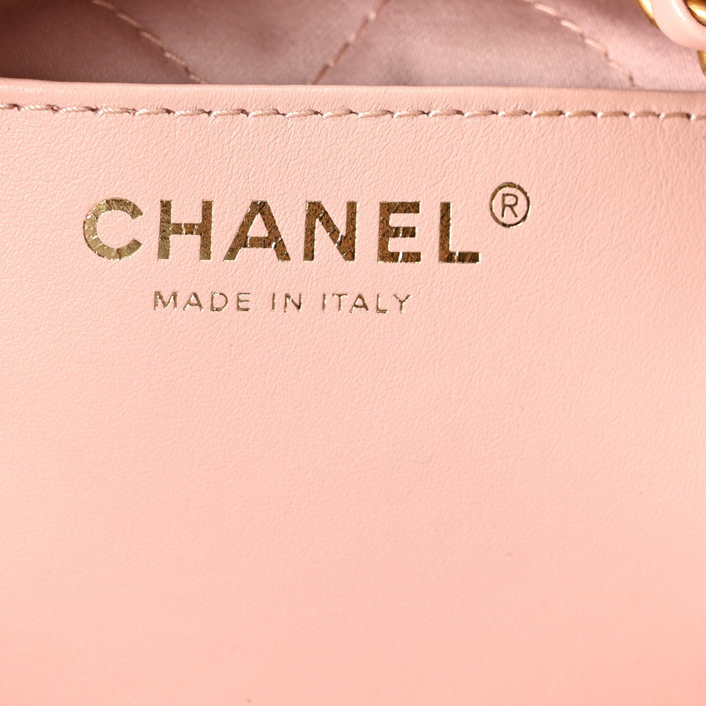 Shiny Calfskin Quilted Mini Chanel 22 Light Pink