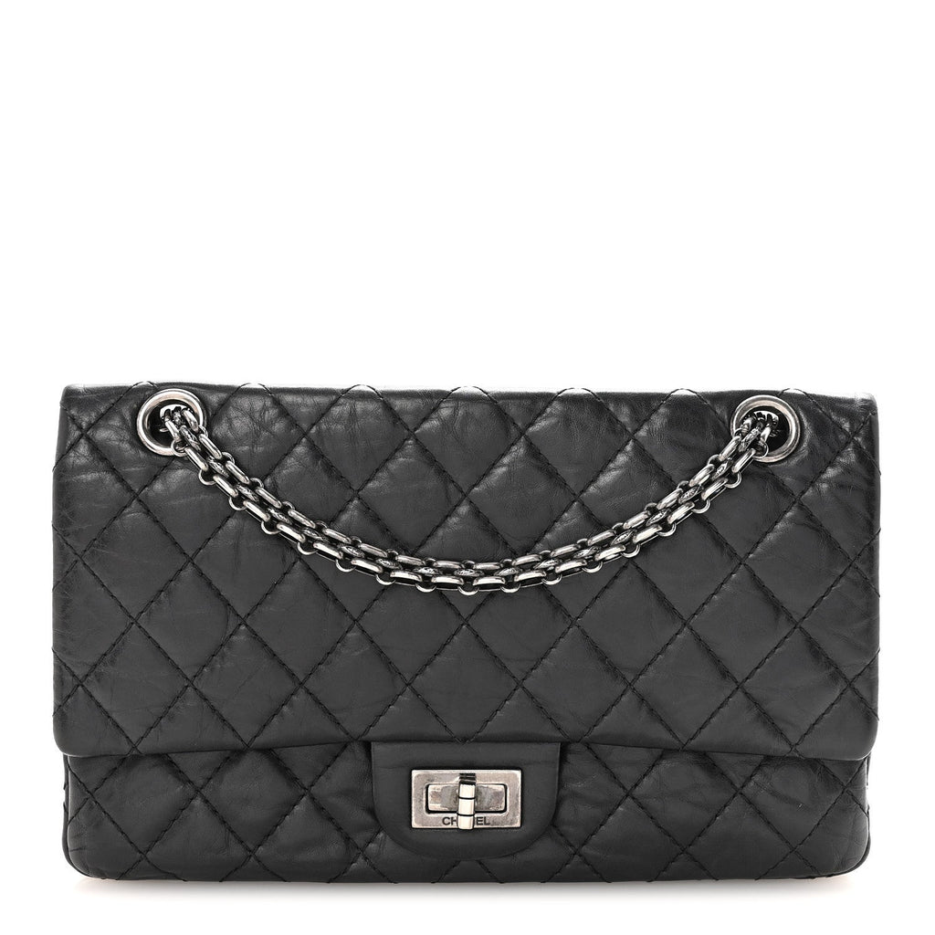 Aged Calfskin Quilted 2.55 Reissue 225 Flap Black