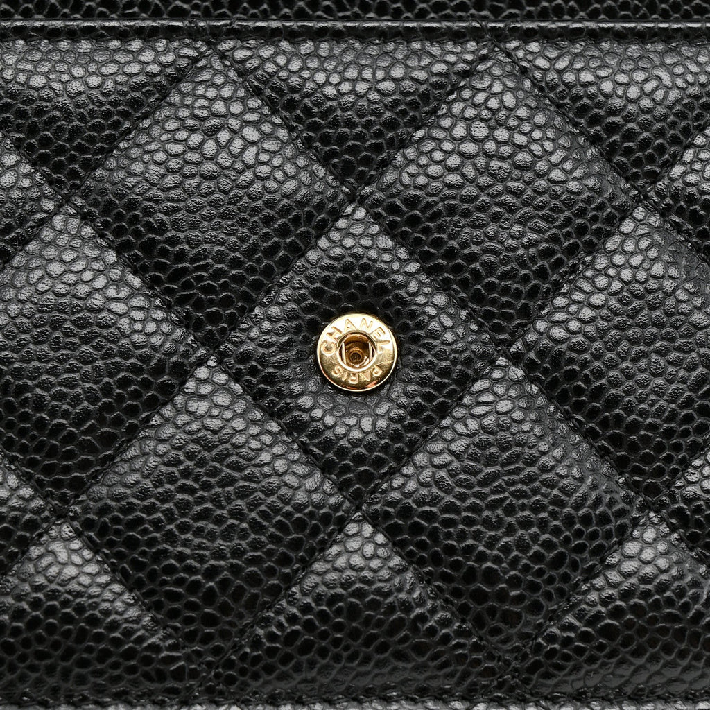 Caviar Quilted Wallet on Chain WOC Black
