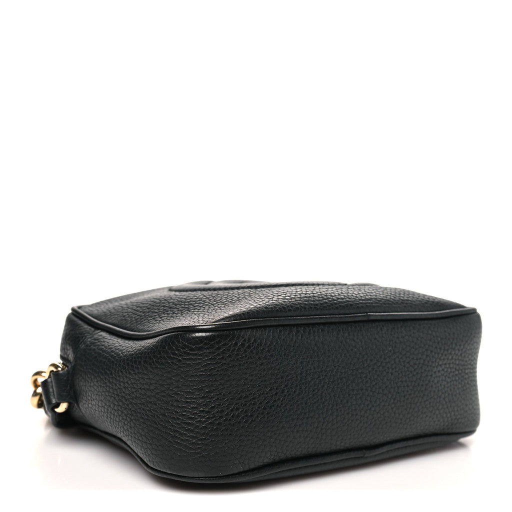 Pebbled Calfskin Small Soho Disco Bag Black