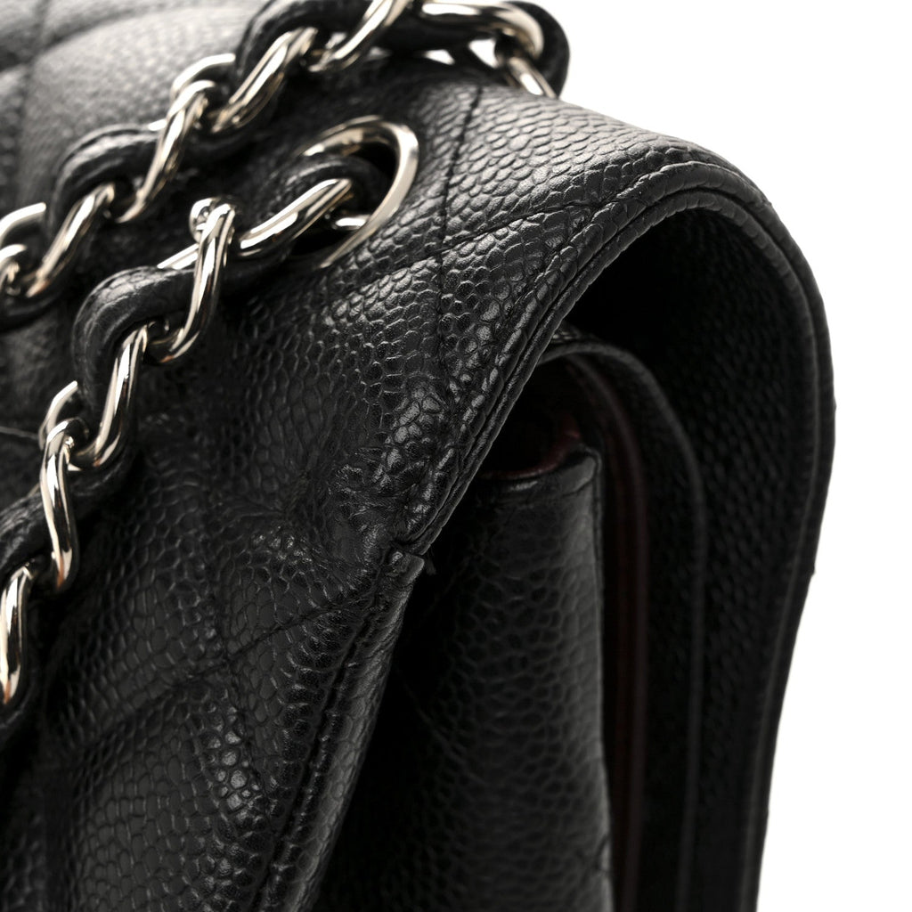 Caviar Quilted Jumbo Double Flap Black