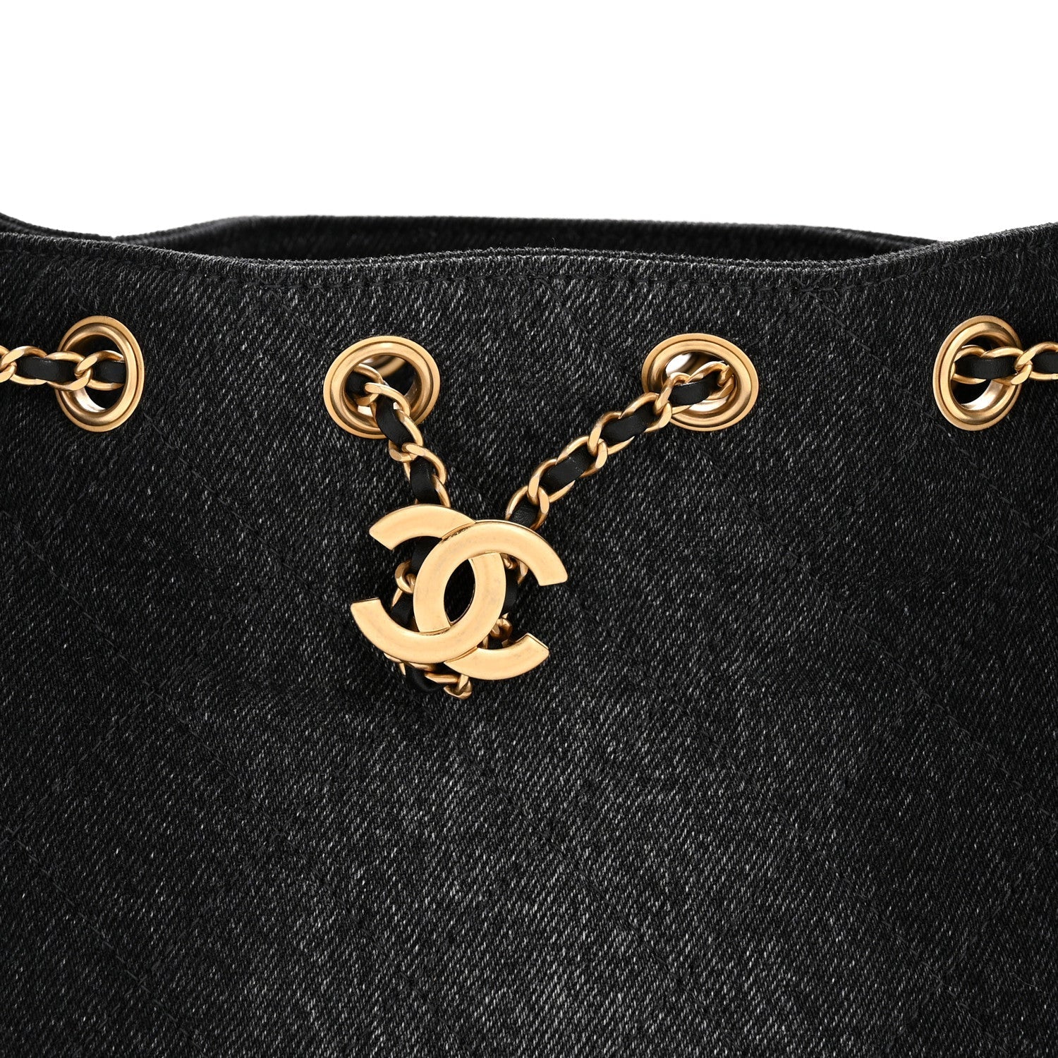 Washed Denim Quilted Mini Chanel 25 Handbag Black