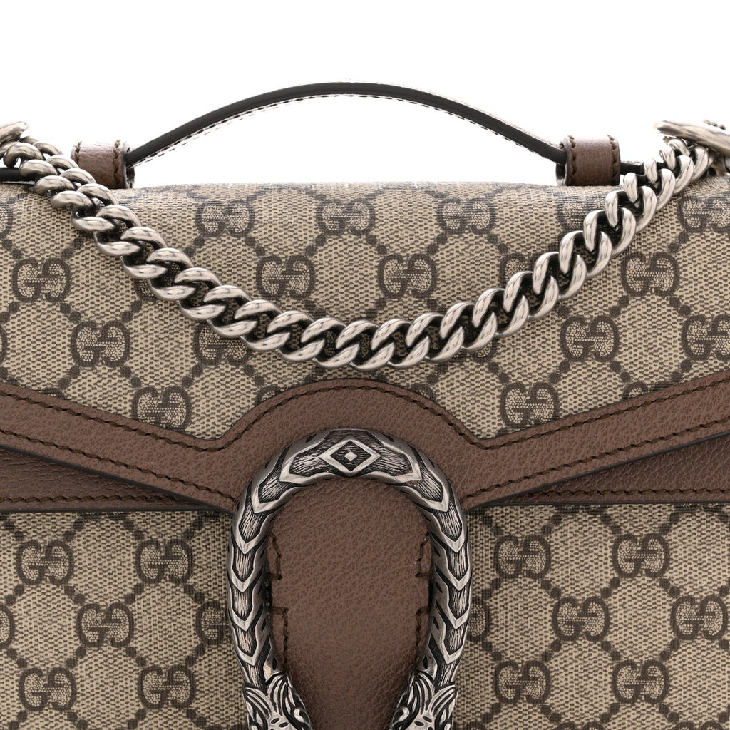 GG Supreme Monogram Textured Dollar Calfskin Top Handle Dionysus Shoulder Bag Beige Ebony New Acero