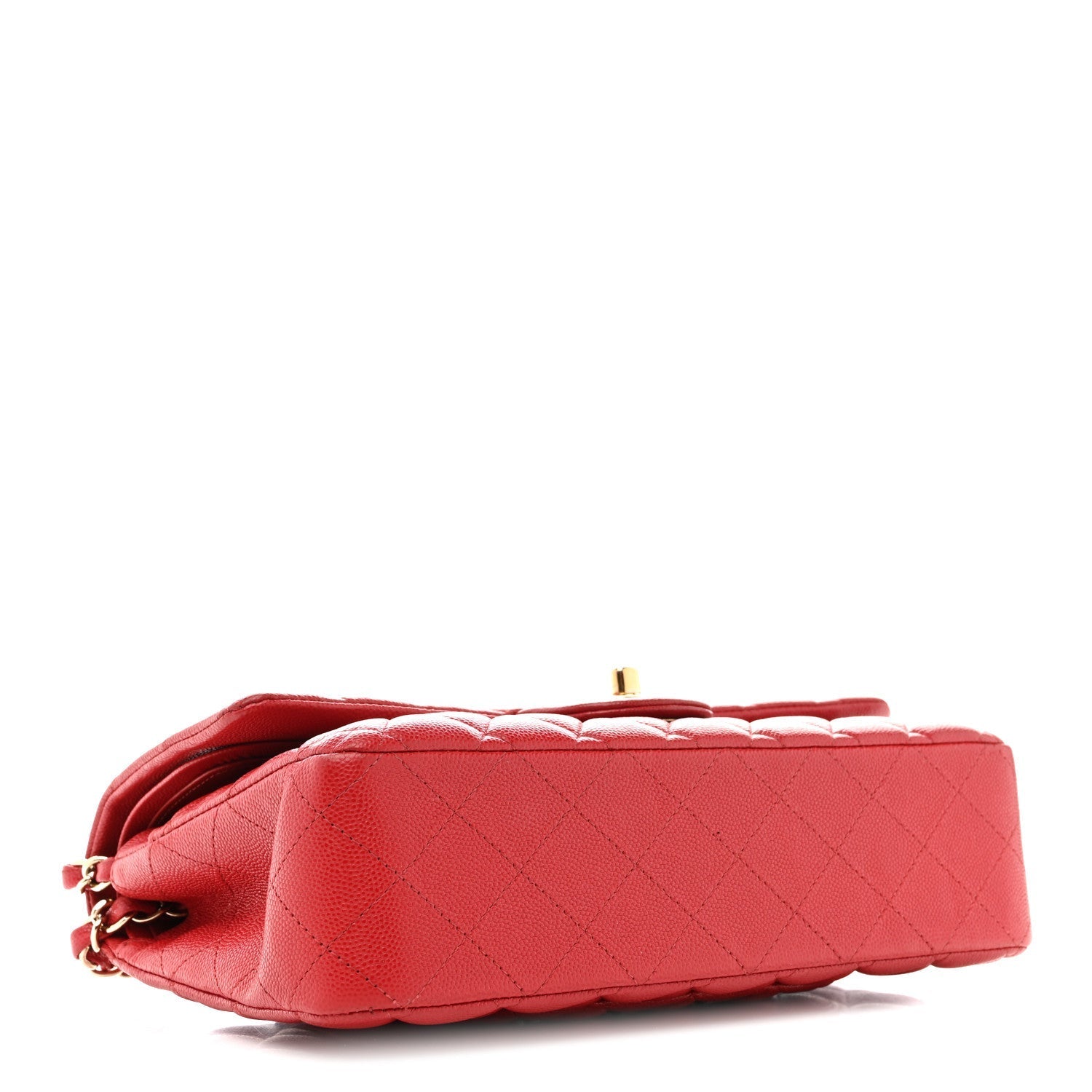 Caviar Quilted Medium Double Flap Red