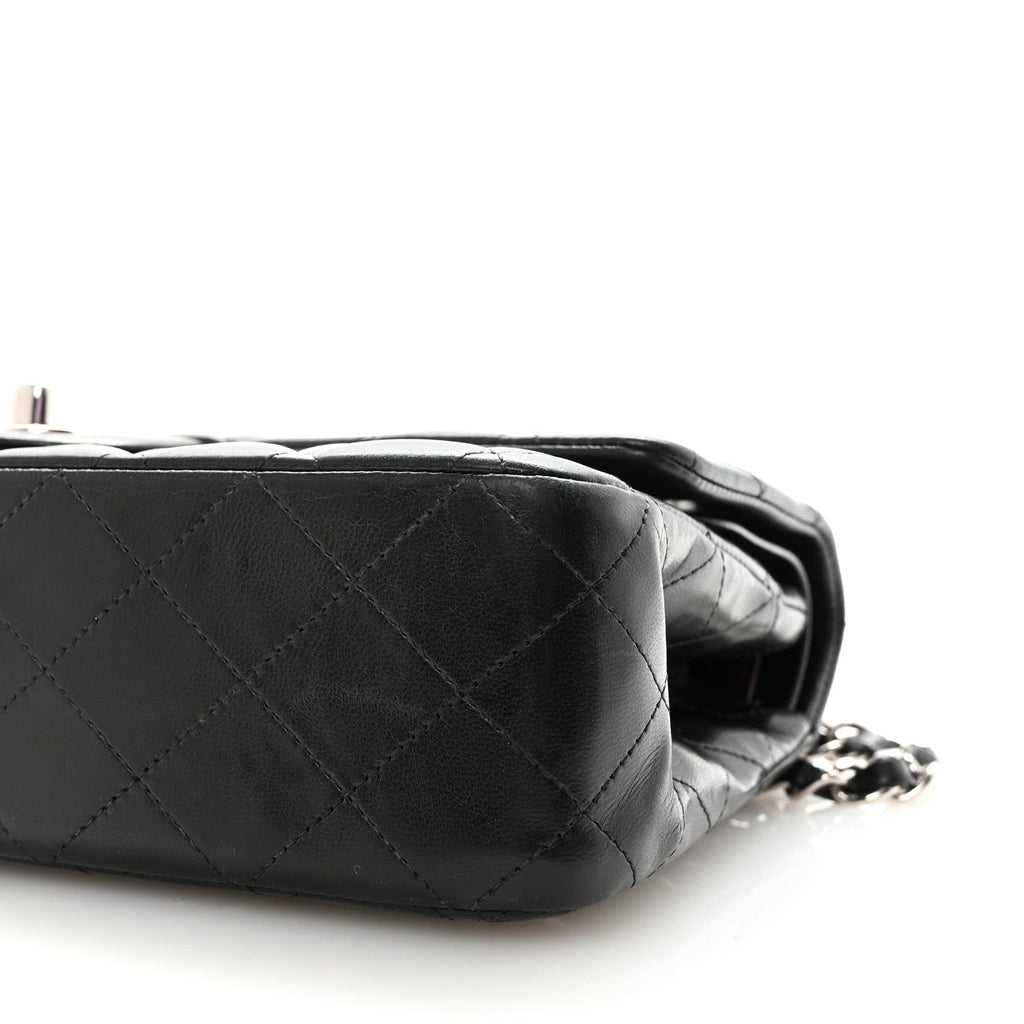 Lambskin Quilted Medium Double Flap Black