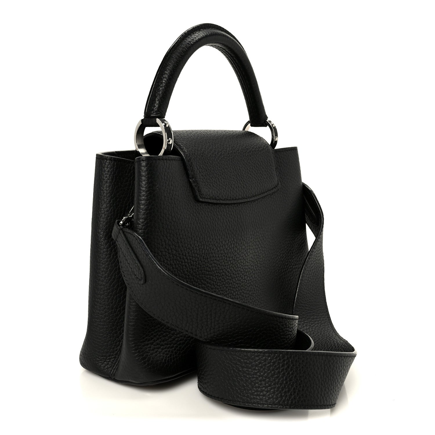 LV X YK Taurillon Inlaid Kusama Flowers Capucines BB Black