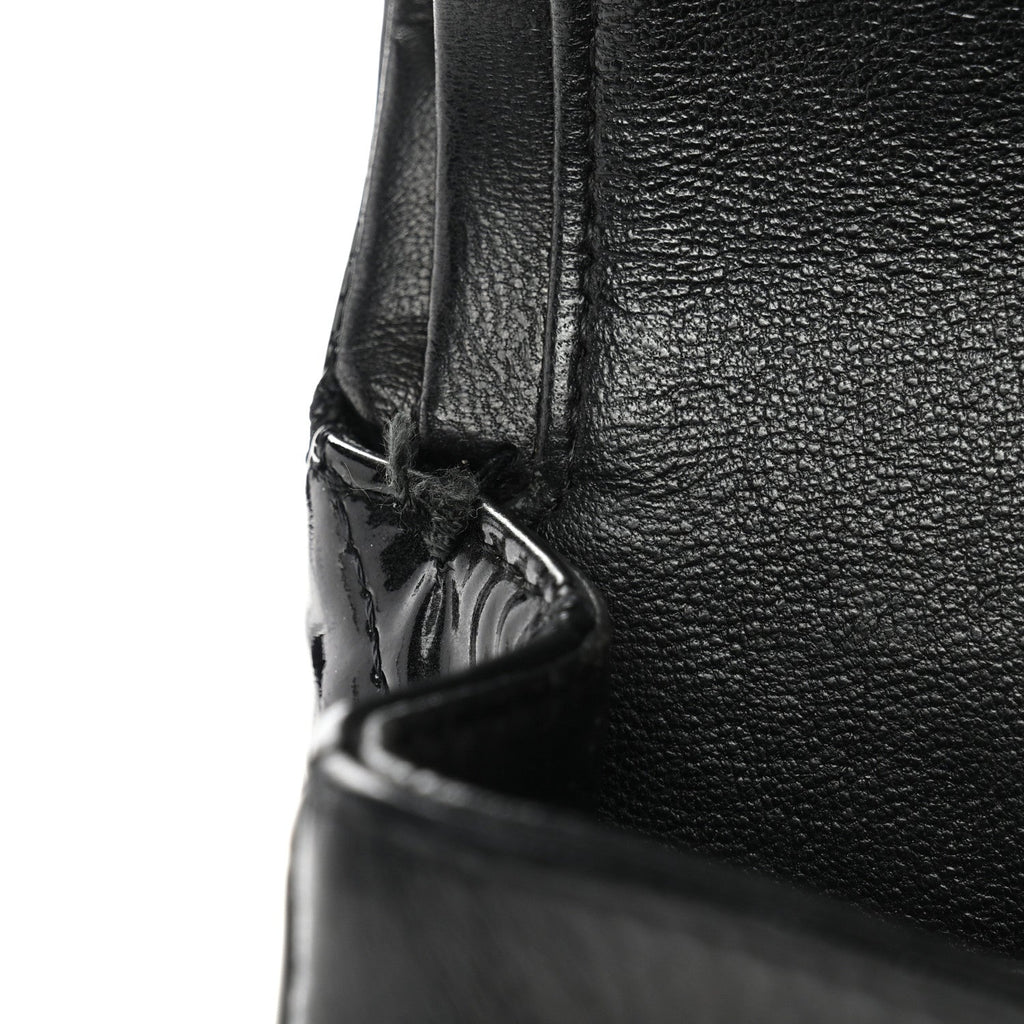 Patent Quilted Medium Double Flap Black