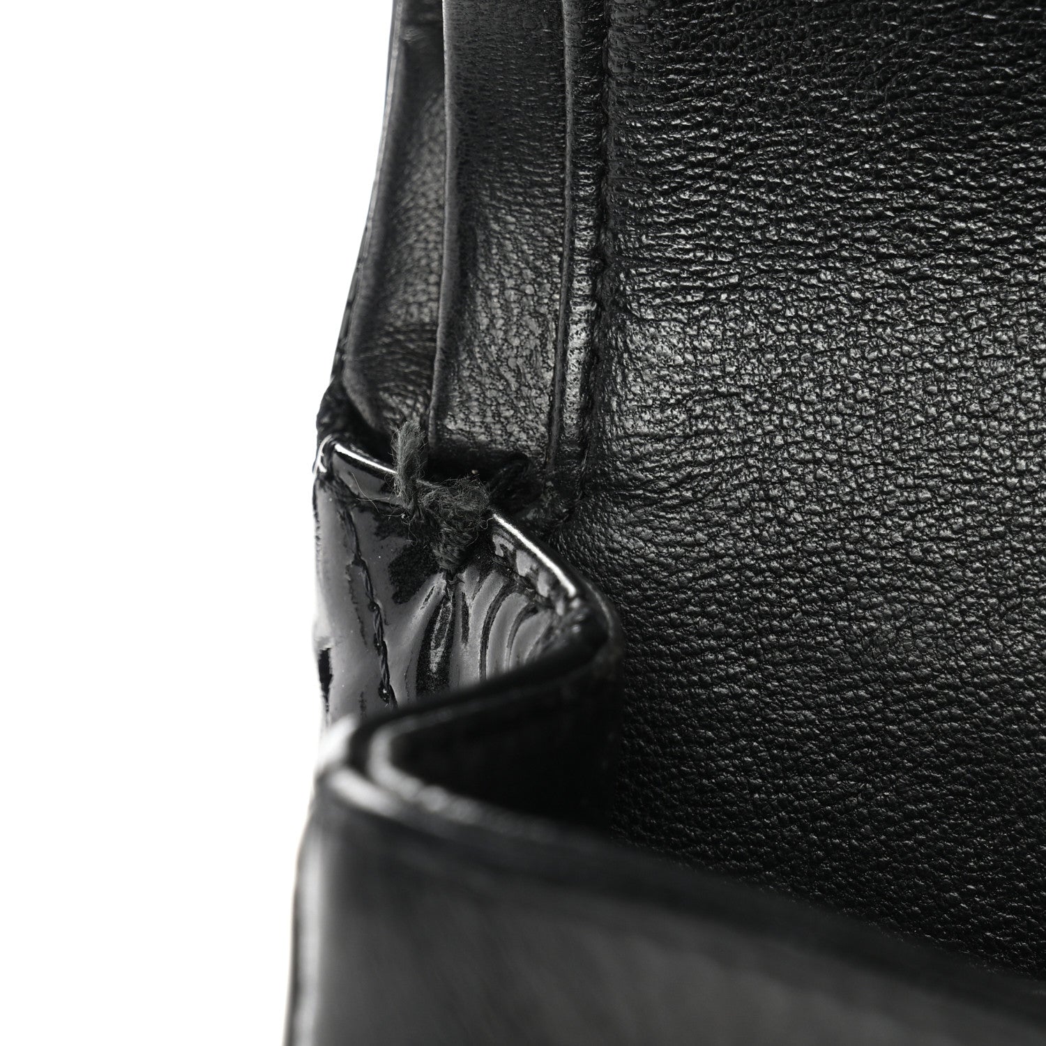 Patent Quilted Medium Double Flap Black