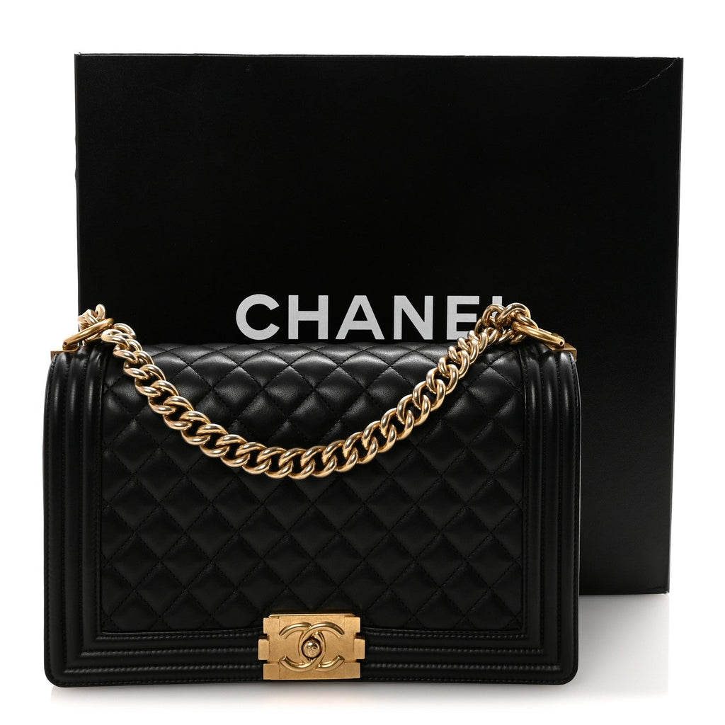 Lambskin Quilted New Medium Boy Flap Black