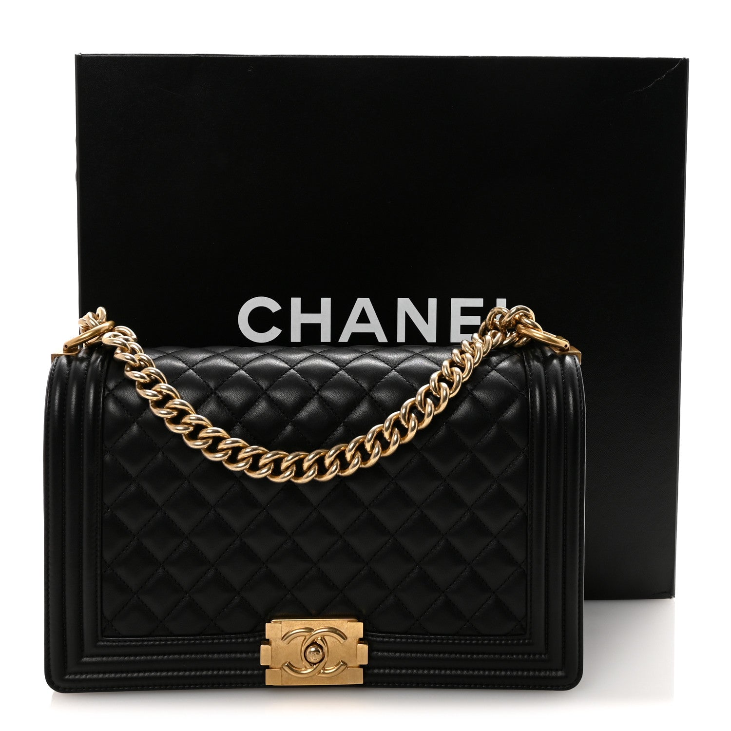 Lambskin Quilted New Medium Boy Flap Black