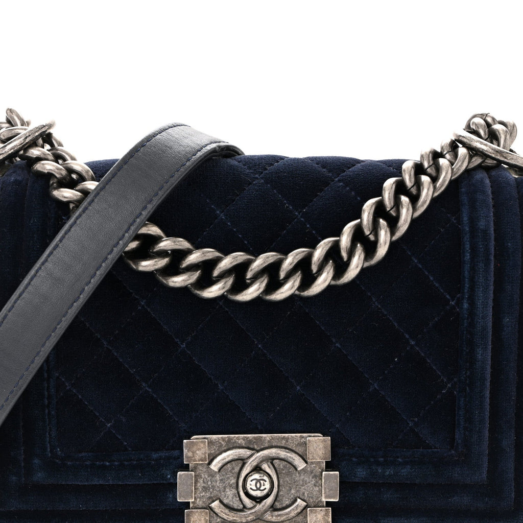 Velvet Quilted Small Boy Flap Blue