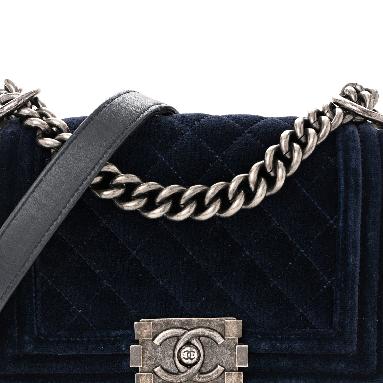 Velvet Quilted Small Boy Flap Blue