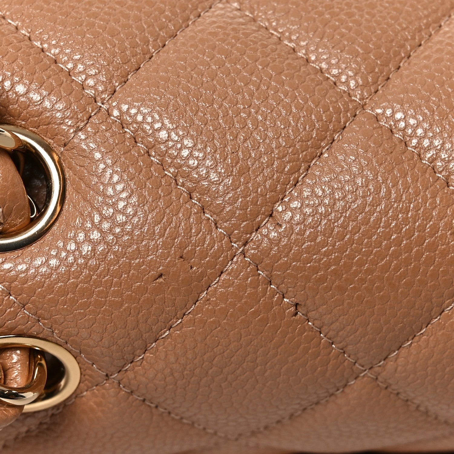 Caviar Quilted Jumbo Double Flap Beige