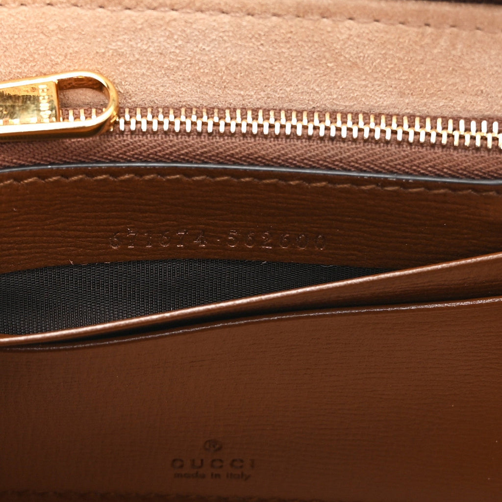 GG Supreme Monogram Azalea Calfskin Mini Retro Interlocking G Mini Shoulder Bag Beige Ebony Brown Sugar