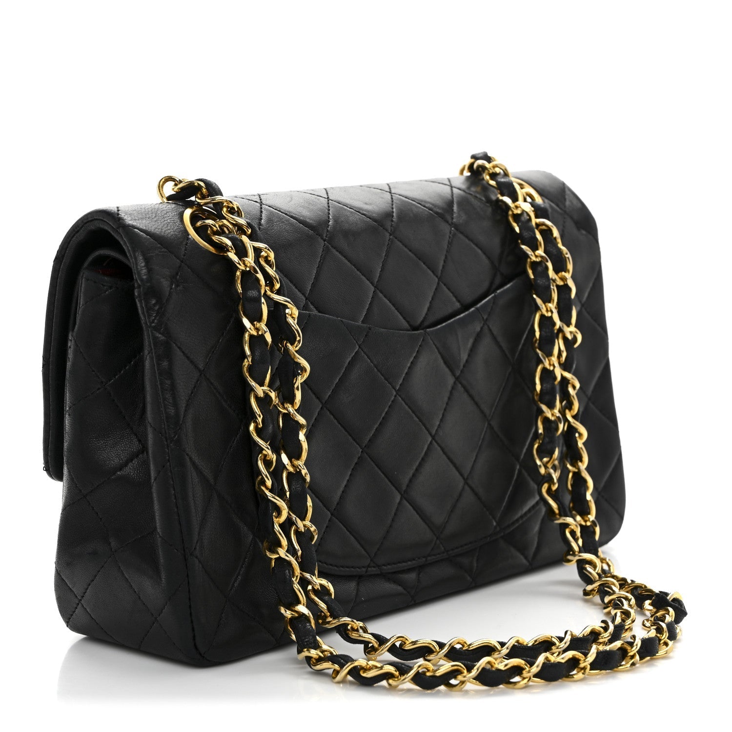 Lambskin Quilted Small Double Flap Black