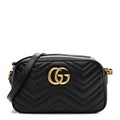 Calfskin Matelasse Small GG Marmont Chain Shoulder Bag Black