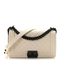 Calfskin Quilted Medium Boy Flap White