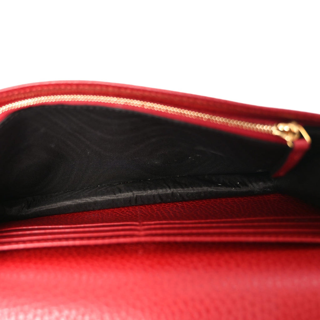Dollar Calfskin Mini GG Marmont Chain Wallet Hibiscus Red
