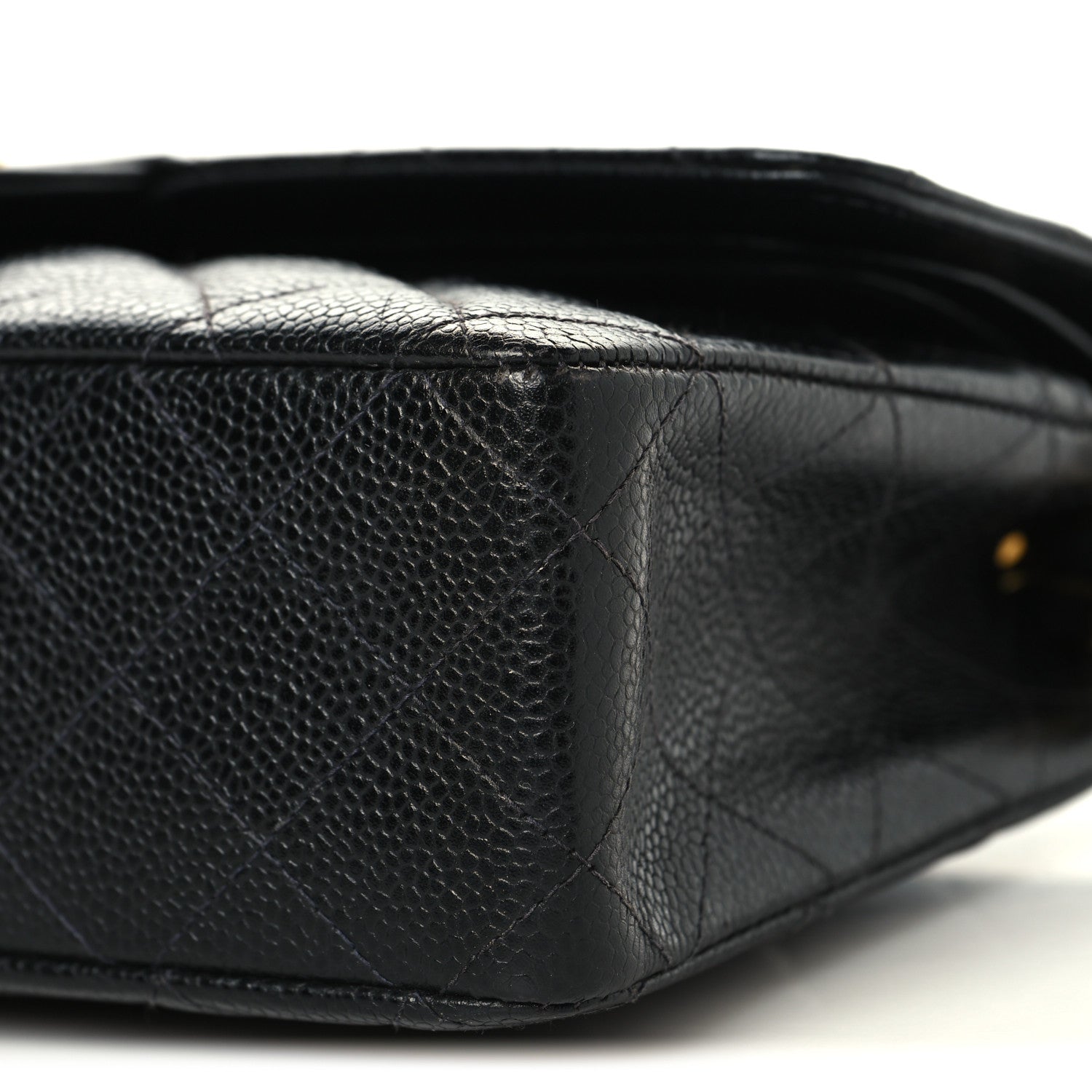 Caviar Quilted Medium Double Flap Black