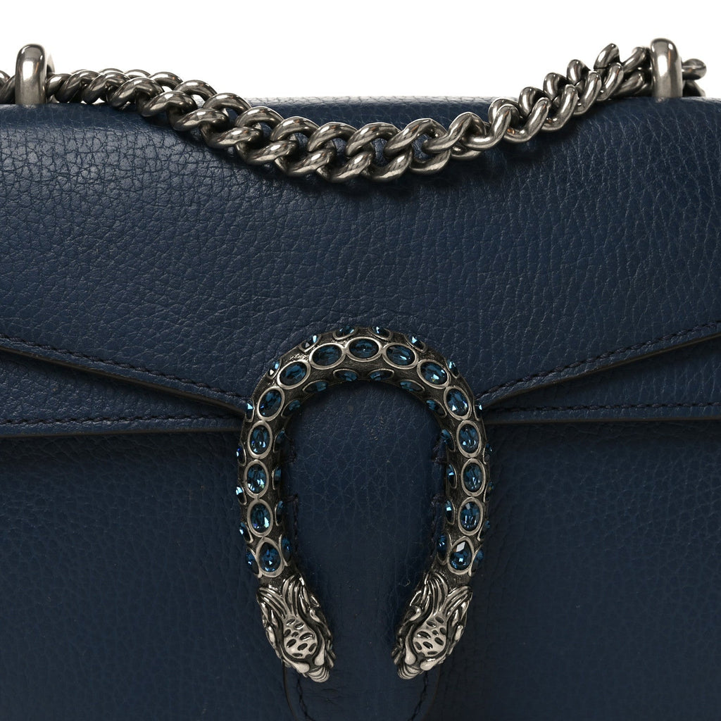 Dollar Calfskin Crystal Mini Dionysus Shoulder Bag Blue Agata Montana Sapphire