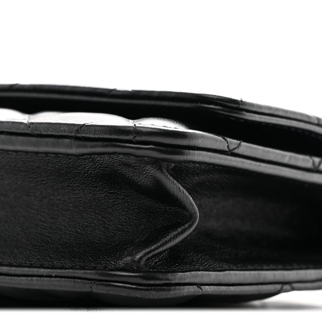 Lambskin Resin Quilted Wallet On Chain WOC Black