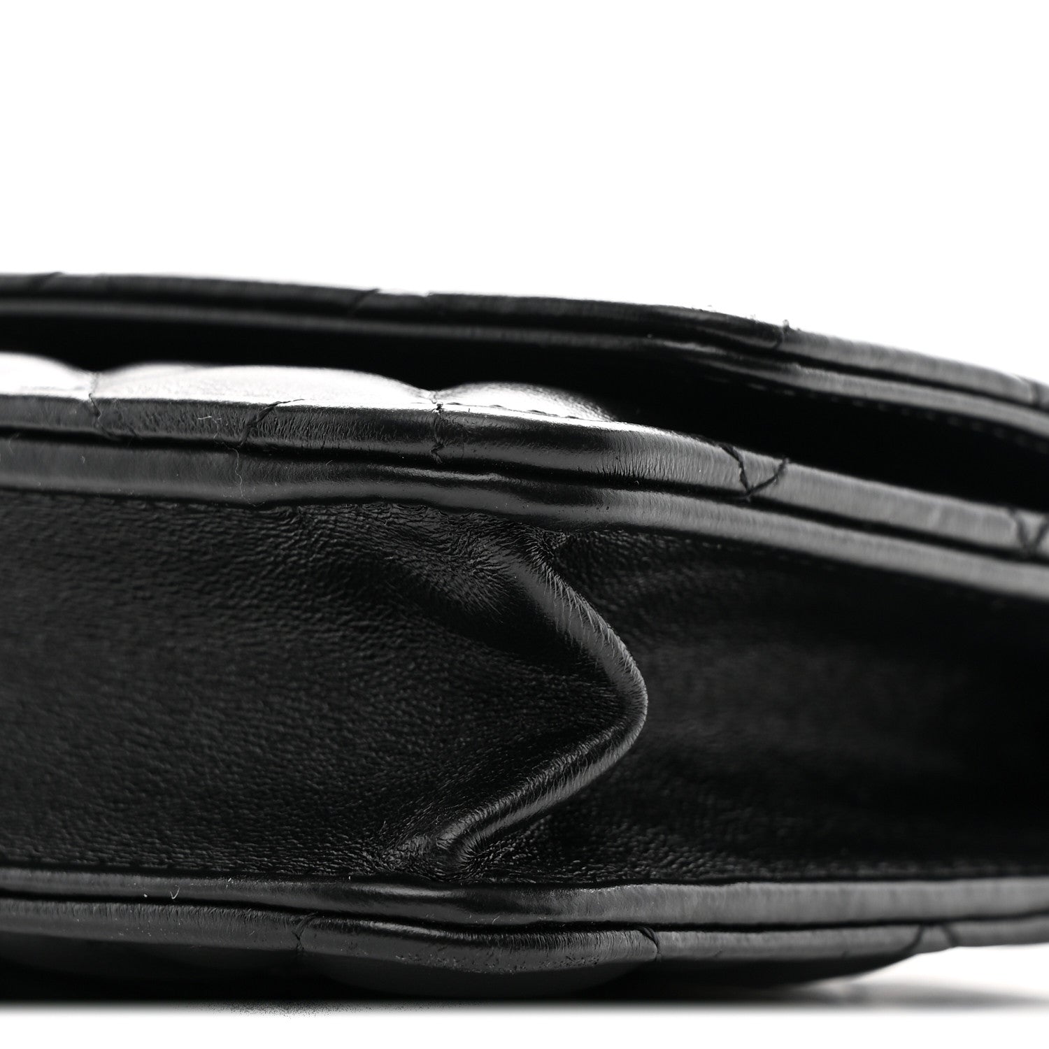 Lambskin Resin Quilted Wallet On Chain WOC Black