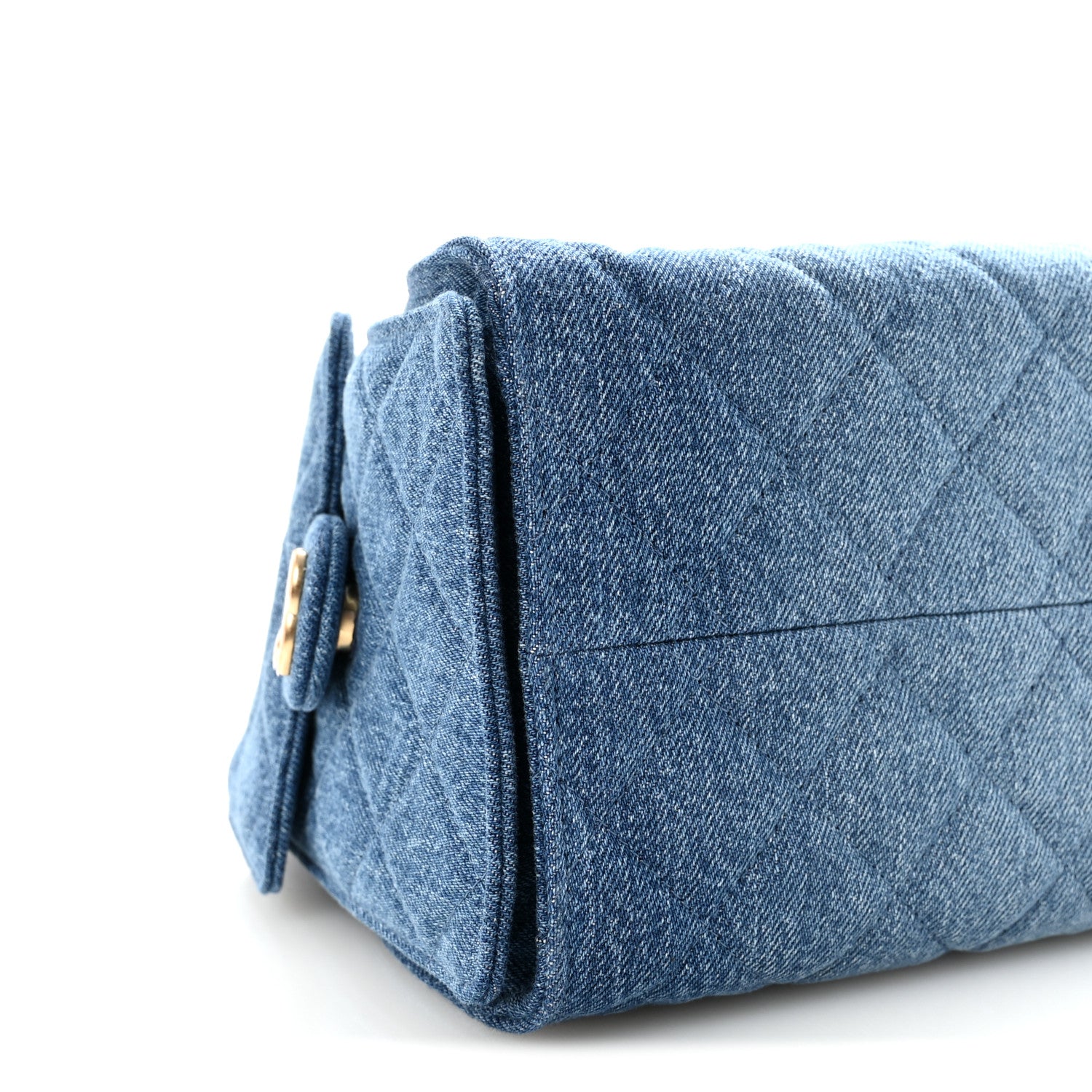 Washed Denim Quilted Small Chanel 25 Handbag Blue